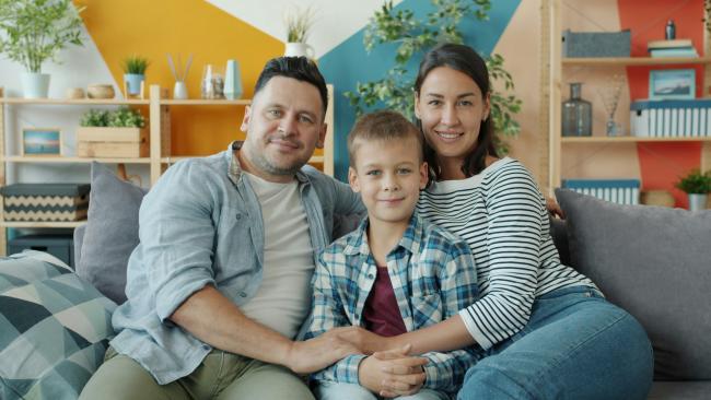 Family together in their living room